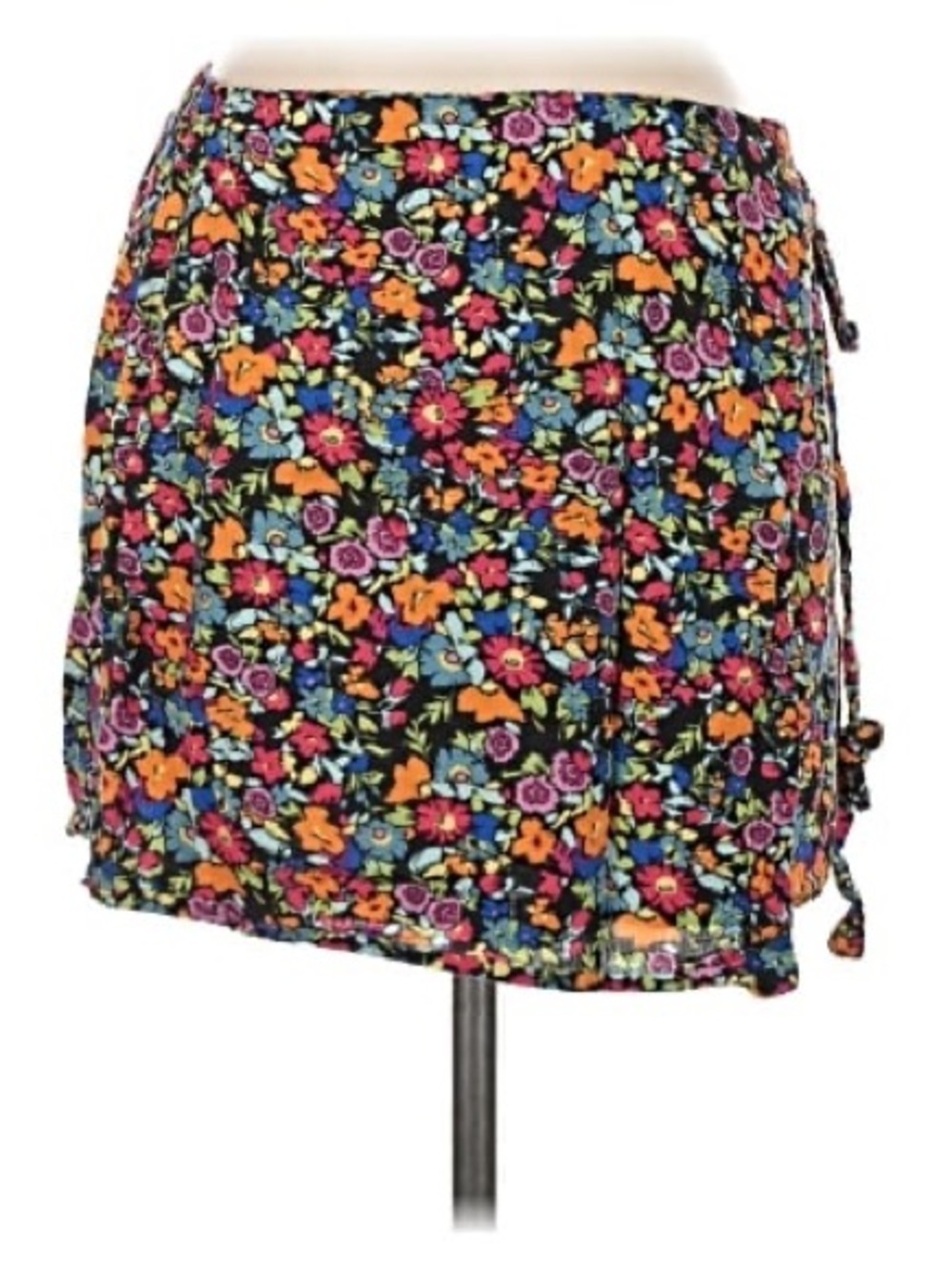 wild fable Floral Mini Skirt in Black with Orange, Pink & Blue Flowers